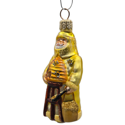 Patricia Breen Miniature Beeskeeping Santa Yellow Spring Christmas Tree Ornament