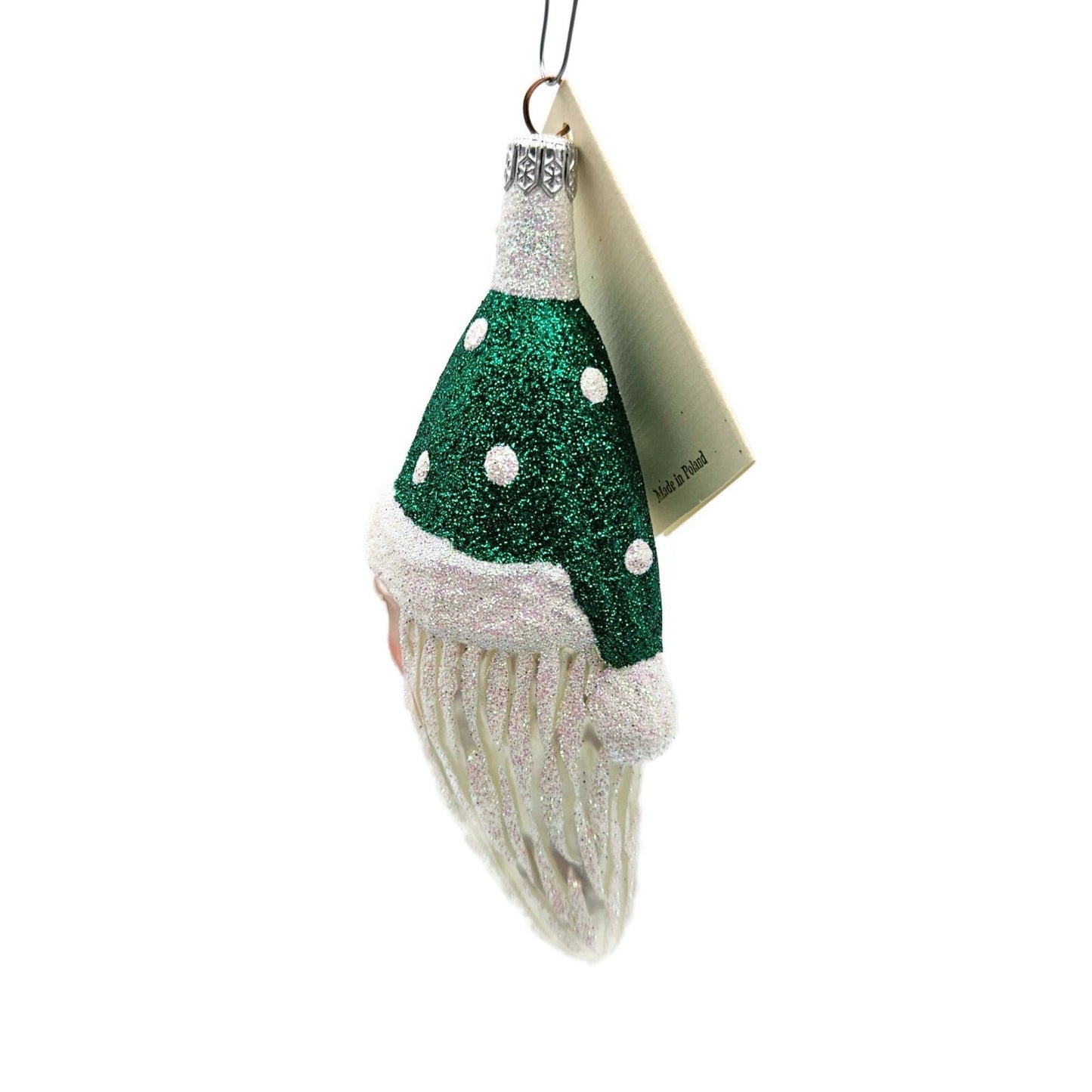 Patricia Breen Faux Fur Santa Claus Green Polka Dots Christmas Tree Ornament