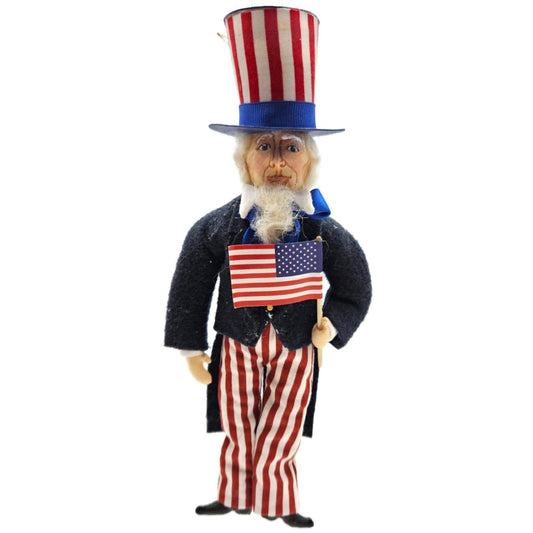 Gladys Boalt Uncle Sam Patriotic July 4th Fabric Christmas Tree Ornament 2769