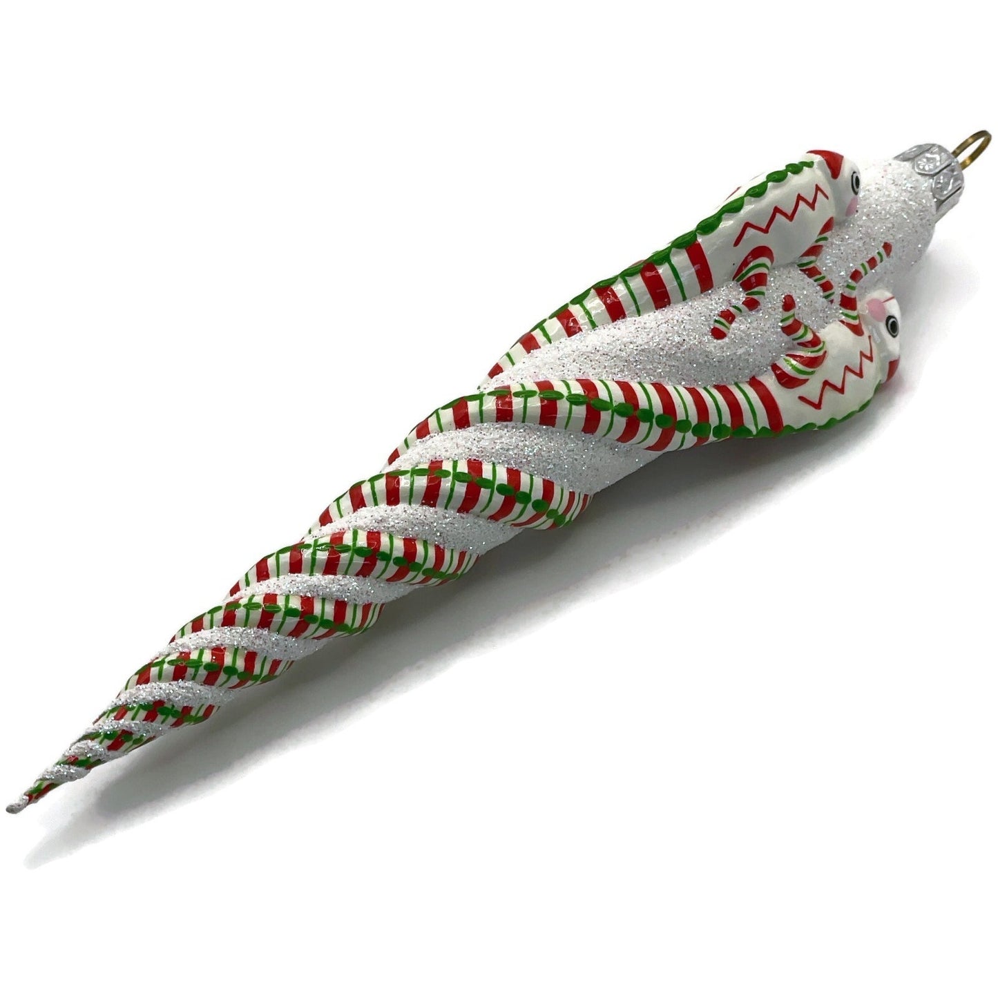 Patricia Breen Ornament Chameleon Icicle Red White Green Stripes Christmas Tree