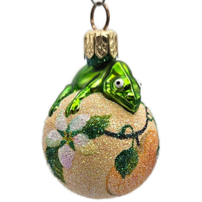 Patricia Breen Miniature Chameleon Peach Flowers Spring Christmas Tree Ornament