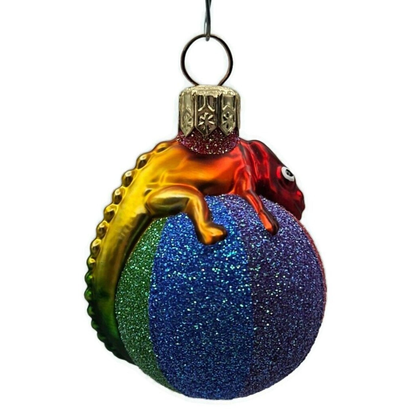 Patricia Breen Miniature Chameleon Rainbow Beach Ball Christmas Tree Ornament