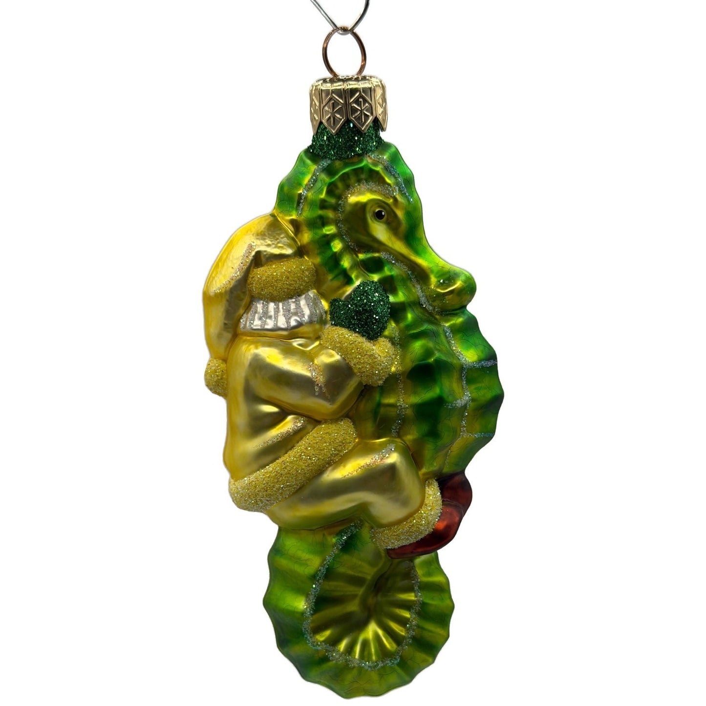Patricia Breen Hi Ho Santa Yellow Green Seahorse Nautical Christmas Ornament