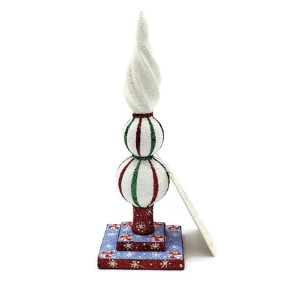 Patricia Breen Ultra Mini Finial Noel Candy Cane Christmas Tree Topper w/ Stand