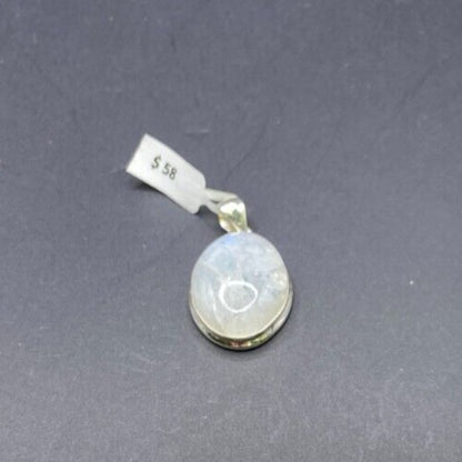 Rainbow Moonstone Pendant Oval Polished Crystal Gemstone Sterling Silver