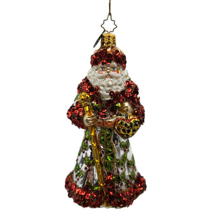Christopher Radko Luxberry Holiday Sequin Santa Claus Christmas Ornament 1014010