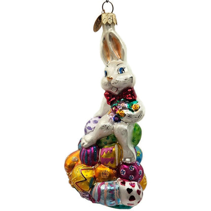 Christopher Radko Egg Hop Easter Bunny Egg Holiday Glass Ornament 004960