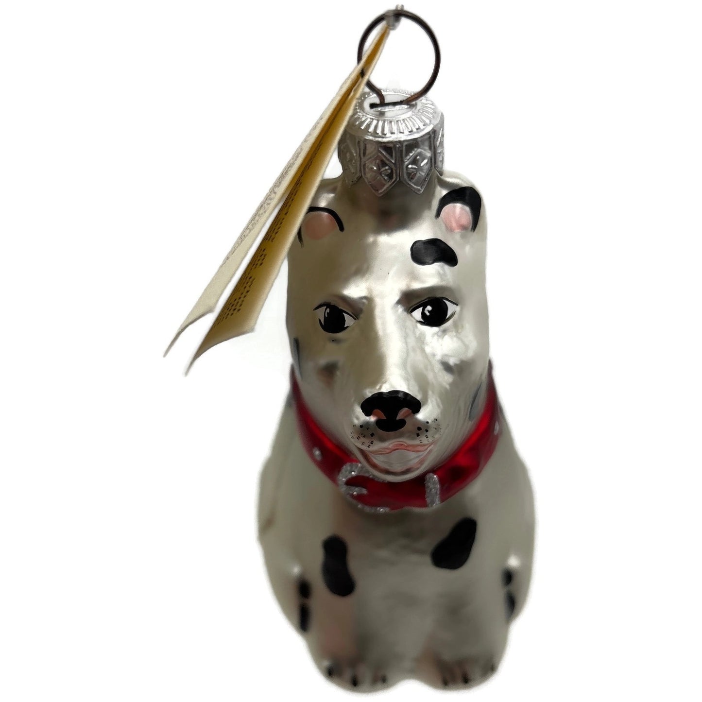 Patricia Breen Laughing Dog Sitting Pearl White Animal Christmas Tree Ornament
