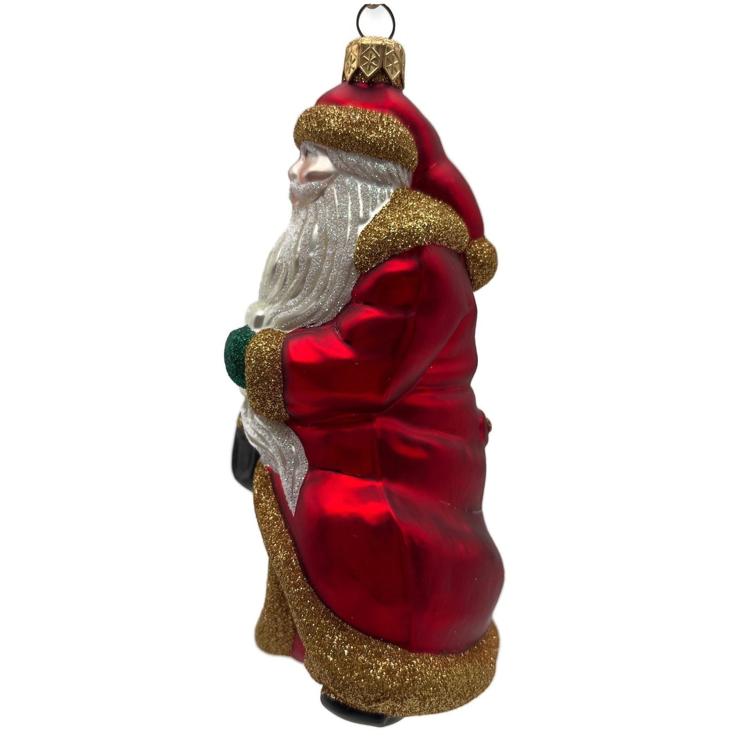 Patricia Breen Through The Rain and Snow Red Matte Santa Christmas Tree Ornament