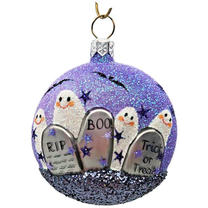 Patricia Breen Mount Auburn Medallion Graveyard Ghost Purple Halloween Ornament