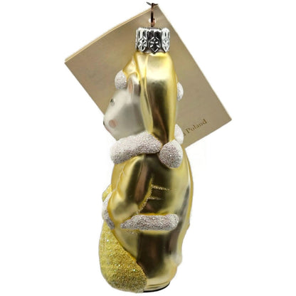 Patricia Breen Festive Mouse Yellow Hand Blown Glass Christmas Tree Ornament