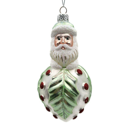 Patricia Breen Hollyberry Santa Pearl Matte Light Green Christmas Tree Ornament