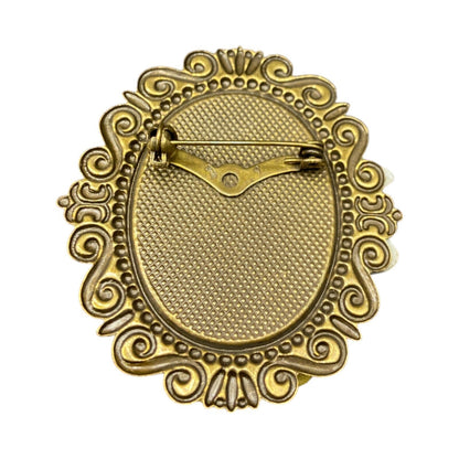 Vintage Porcelain Lady Cameo Brooch Rhinestones Gold Tone Metal Filigree
