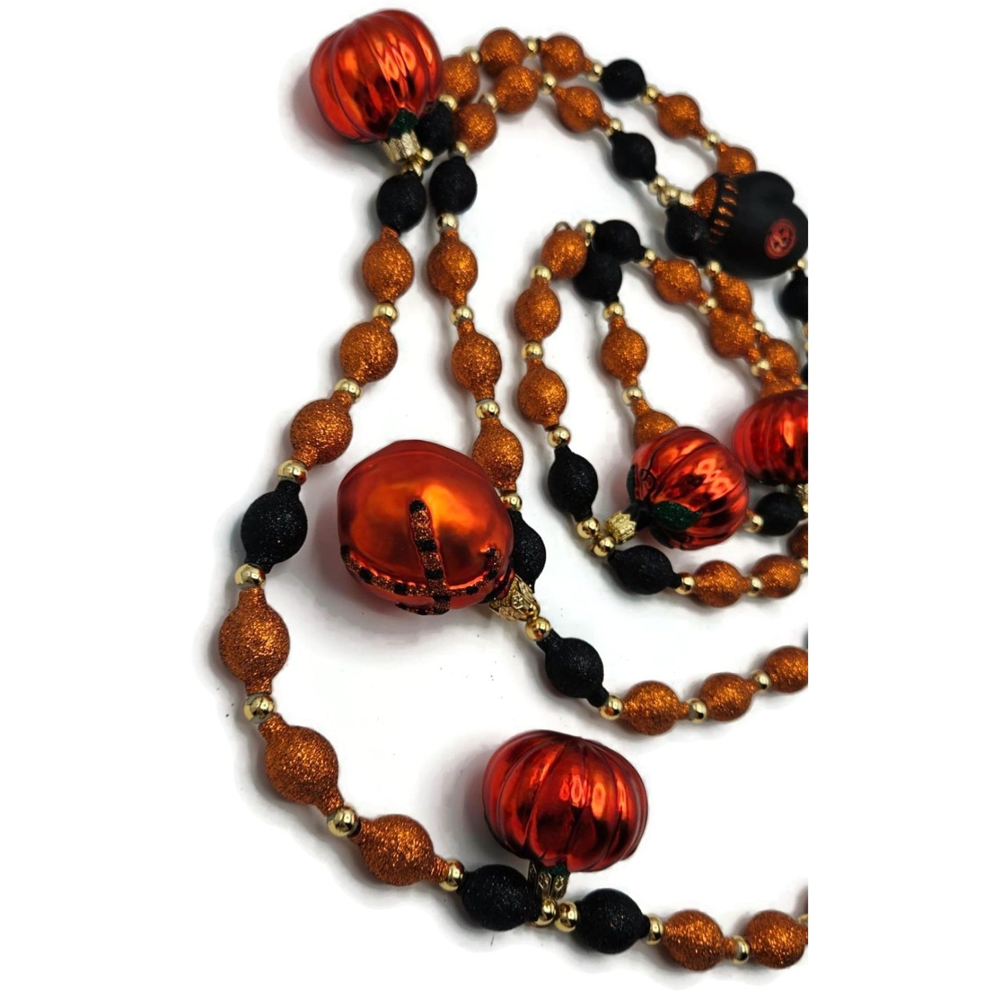 Patricia Breen Halloween Garland Pumpkins Mittens Glass Glitter OOAK 2000CO