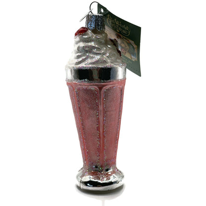 Milkshake Ice Cream Drink Pink Ornament Blown Glass OWC Old World Christmas Tree
