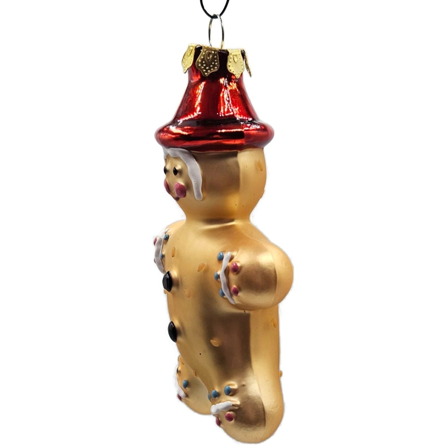 Gingerbread Man Polka Dot With Red Hat Old World Christmas Tree Ornament