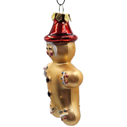 Gingerbread Man Polka Dot With Red Hat Old World Christmas Tree Ornament