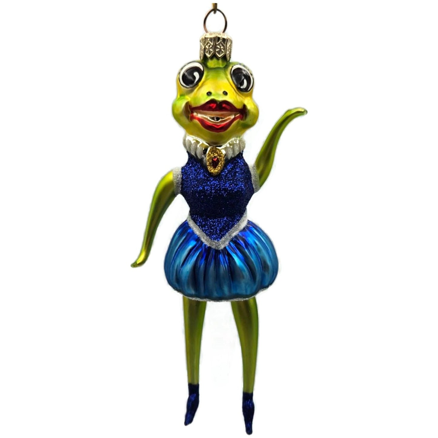 Slavic Treasures Mrs. Happy Hoppy Frog Frolic Halloween Christmas Ornament
