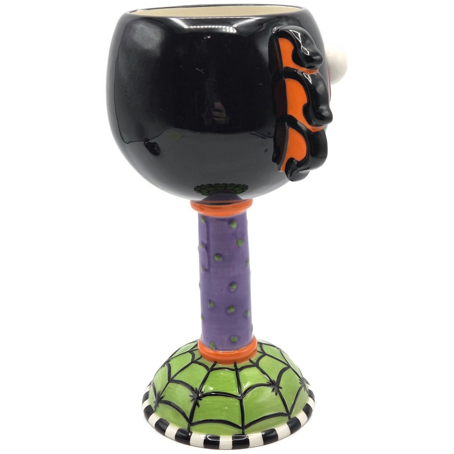 Department 56 Halloween Google Eye Black Spider Web Goblet Spooky Party Drink