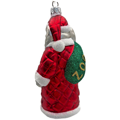 Patricia Breen Christmas at the Zoo Red Glittered Bag Elephant Santa Ornament
