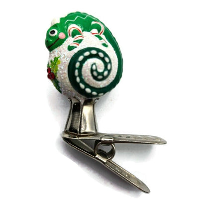 Patricia Breen Petite Miniature Chameleon Holly Christmas Clip On Ornament 2782