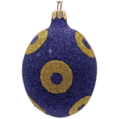 Patricia Breen Egg Purple Gold Polka Dot Easter Christmas Tree Ornament Glitter