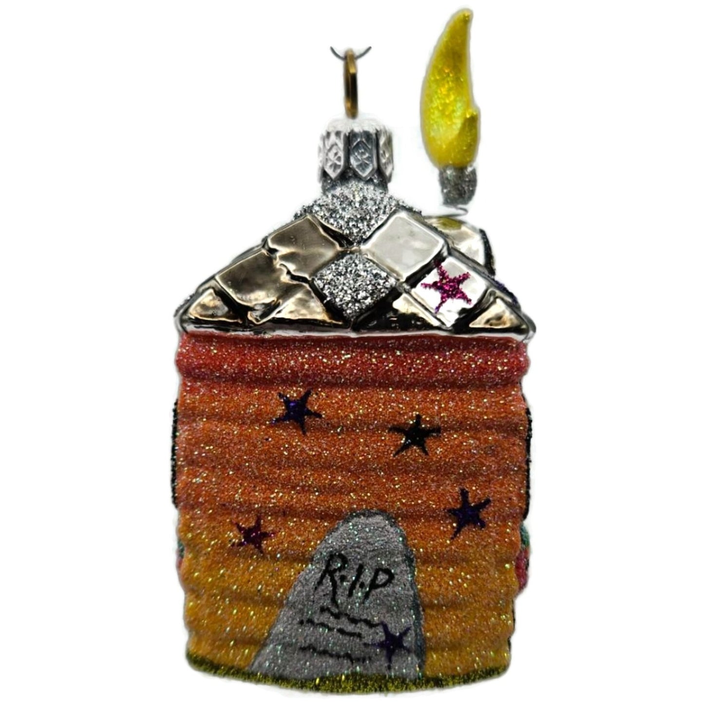Patricia Breen Creature Cottage Nodding Moon Ghost Glass Halloween Ornament 2560