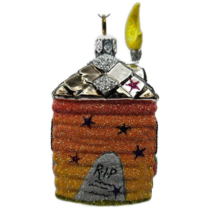 Patricia Breen Creature Cottage Nodding Moon Ghost Glass Halloween Ornament 2560