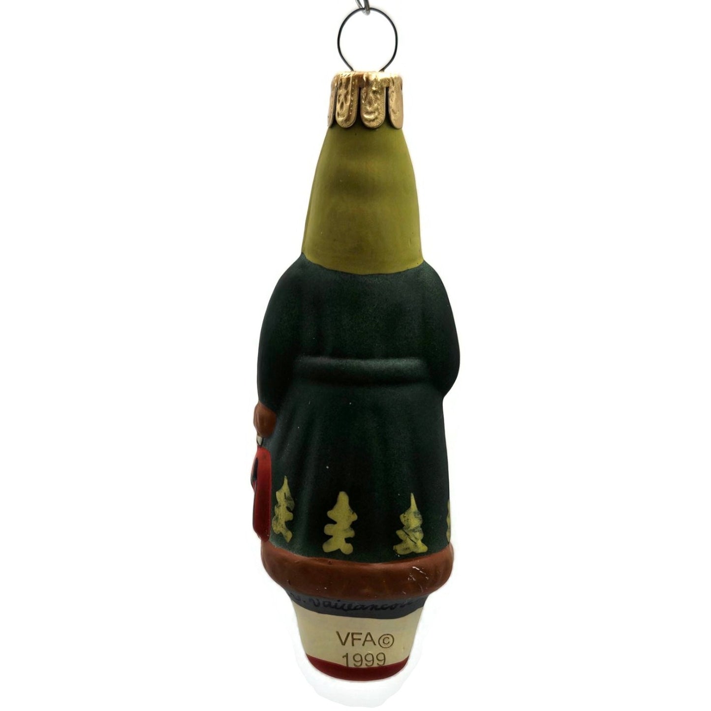 Vaillancourt Ornament Mini Green Father Christmas With Bag Folk Art Tree Decor