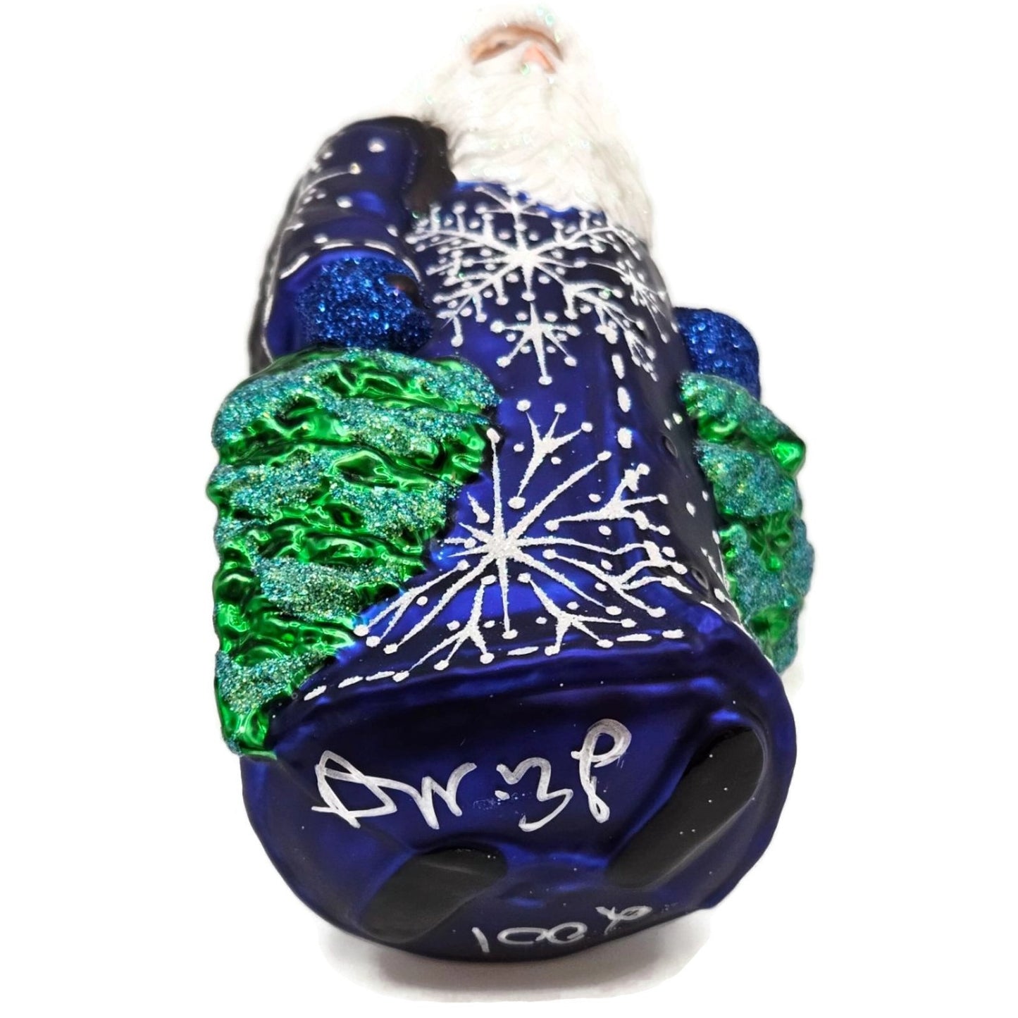 Patricia Breen Through The Woods Cobalt Blue Santa Pine Trees Christmas Ornament