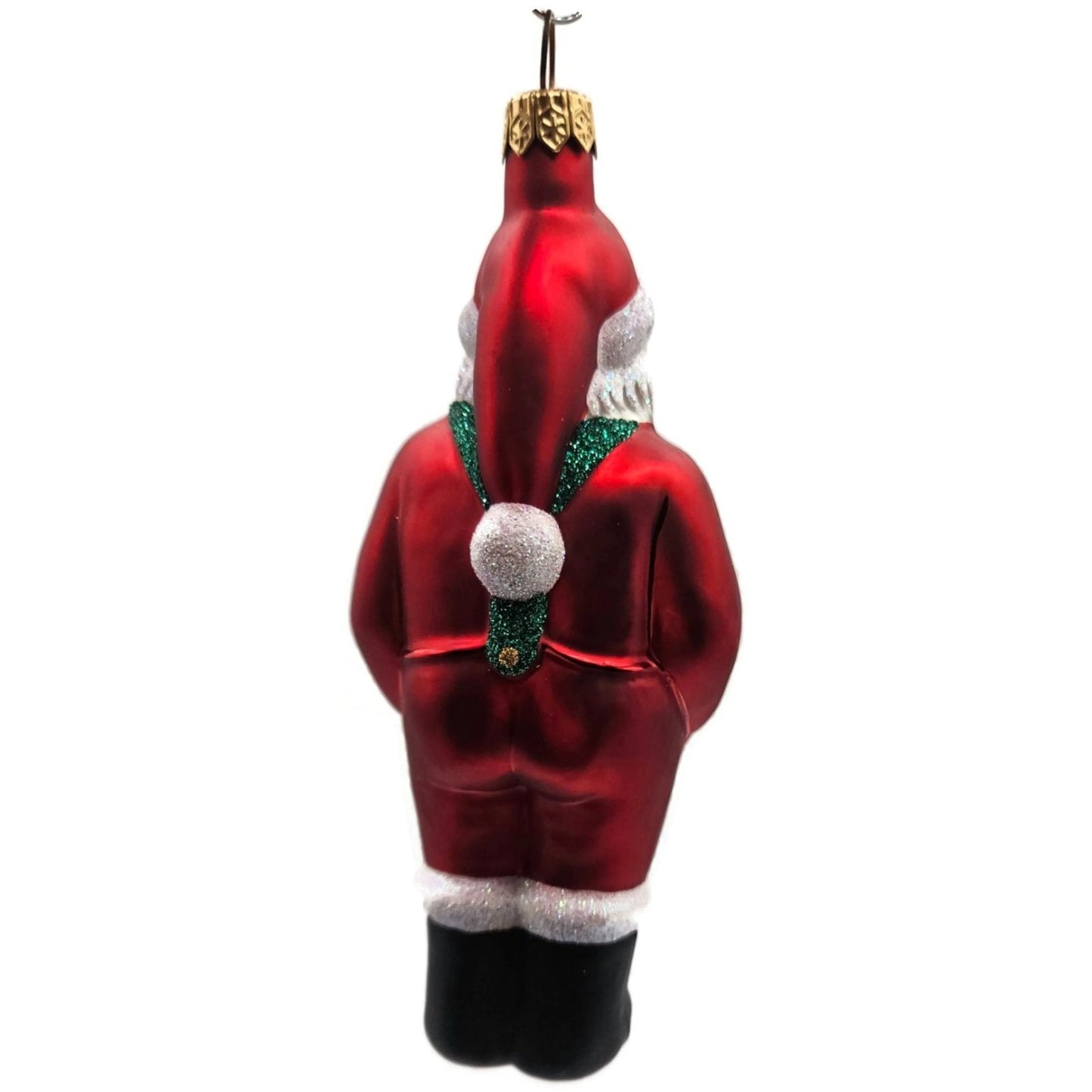 Patricia Breen Workshop Santa Red Green Glittered Suspenders Christmas Ornament