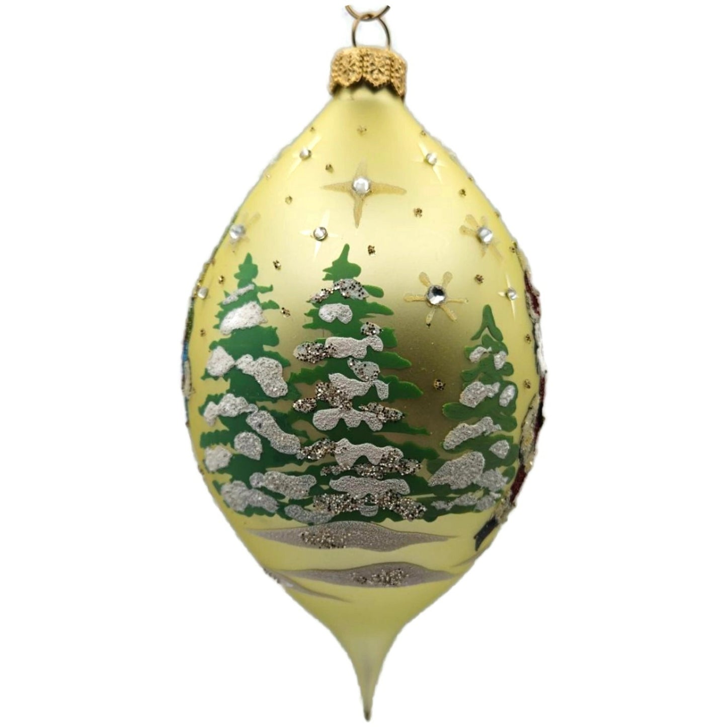Heartfully Yours Santa Spree Yellow Jeweled Tear Drop Christmas Tree Ornament