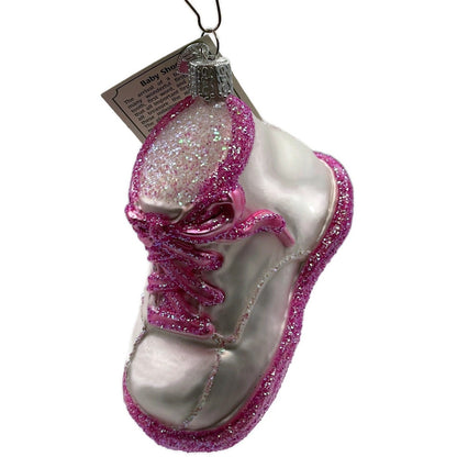 Baby Girl Shoe Ornament Pearl Pink Old World Christmas Holiday Tree Ornament OWC