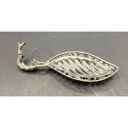 Carolyn Pollack Relios Leaf Shaped Pendant 925 Sterling Silver Scroll Filigree