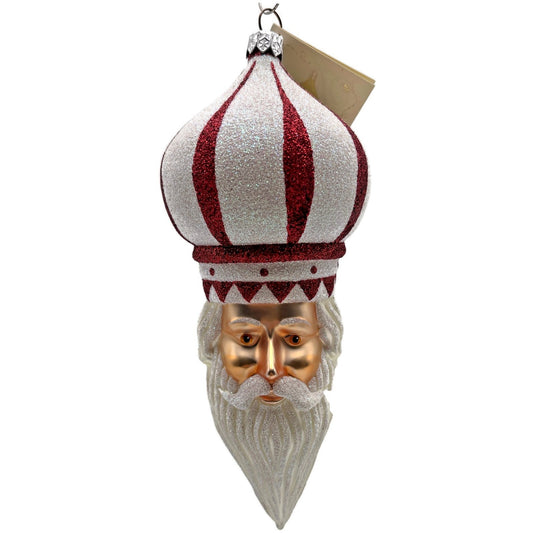 Patricia Breen Nuit Noel Red White Striped Santa Head Christmas Tree Ornament NM