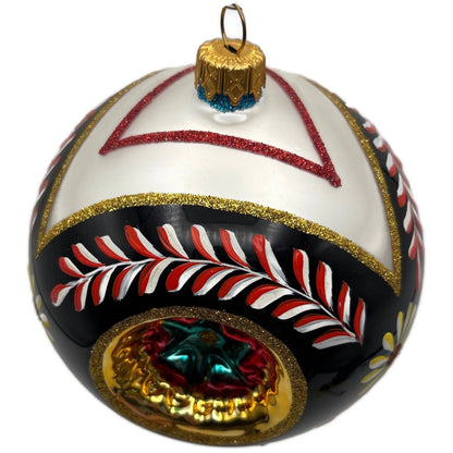 Morozko Reflector Black Gold Red Three Concave Indents Christmas Tree Ornament