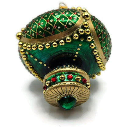 Glitter Lab Jeweled Green Gold Christmas Tree Ornament Onion Dome Drop