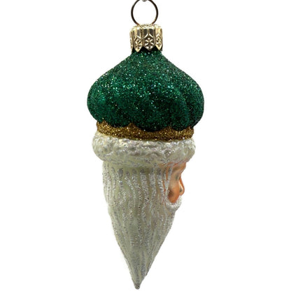 Patricia Breen Miniature Minsk Santa Head Green Hat Christmas Tree Ornament 2152