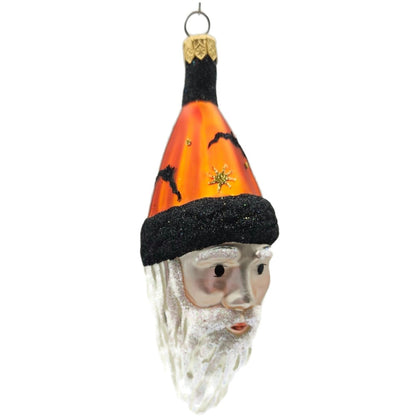 Patricia Breen Faux Fur Santa Head Moons Orange Stars Halloween Ornament 9610