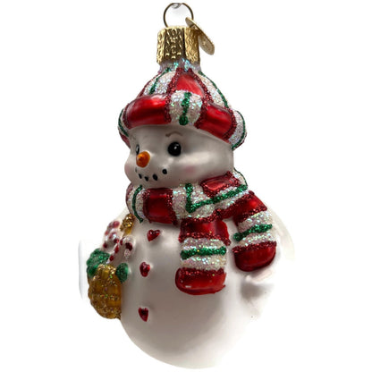 Old World Christmas Sweetie Pie Snowman Glitter Glass Christmas Tree Ornament