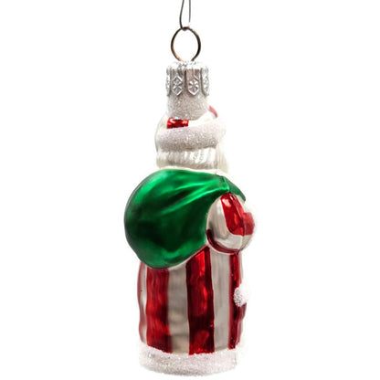 Patricia Breen Miniature Striped Santa Claus Red White Christmas Tree Ornament