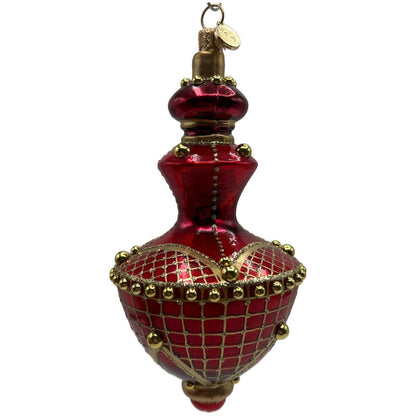 Glitter Lab Jeweled Hourglass Drop Red Gold Christmas Tree Ornament