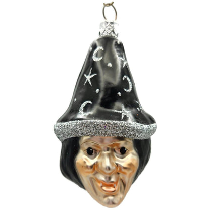 Patricia Breen Witch Hazel Black Hat Silver Moon Stars Halloween Ornament CO