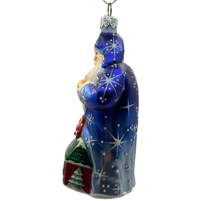 Patricia Breen Marionette Santa Reindeer Blue Snowflakes Christmas Ornament 2328