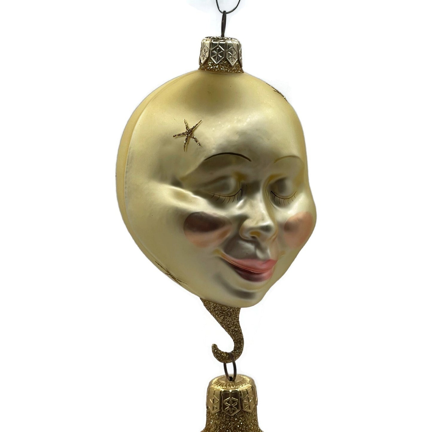 Patricia Breen Ornament Checking His List Gold Santa Blue Coat Christmas Tree