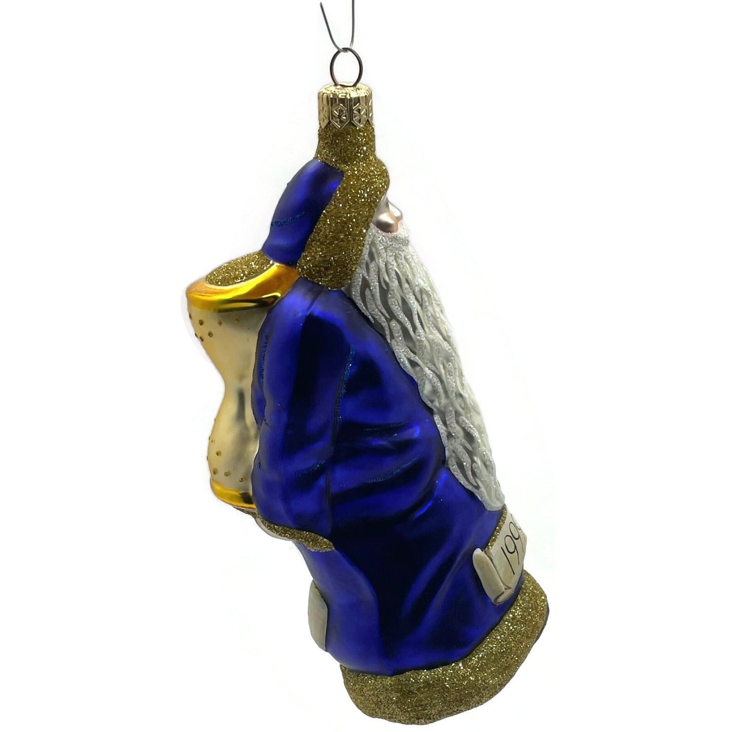 Patricia Breen Out With The Old Blue Gold Santa Claus Christmas Ornament 9830