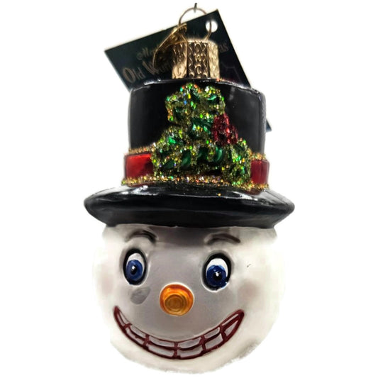 OWC Vintage Snowman Head Ornament Black Hat Old World Christmas Winter Decor