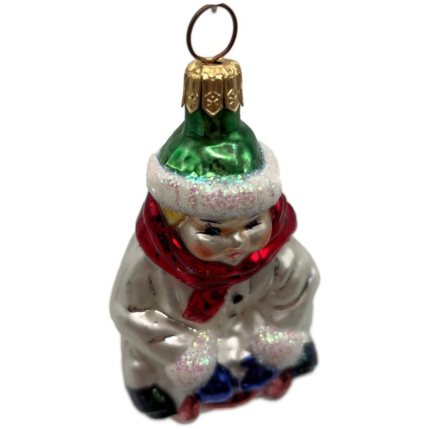 Christopher Radko Here I Go Child Sledding Christmas Tree Ornament 96-186-0