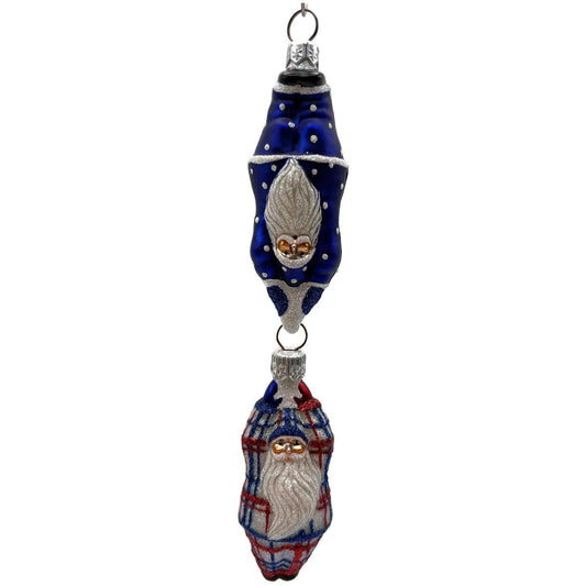 Patricia Breen Cirque de Nicoud Santa Patriotic Plaid Christmas Ornament CATZ