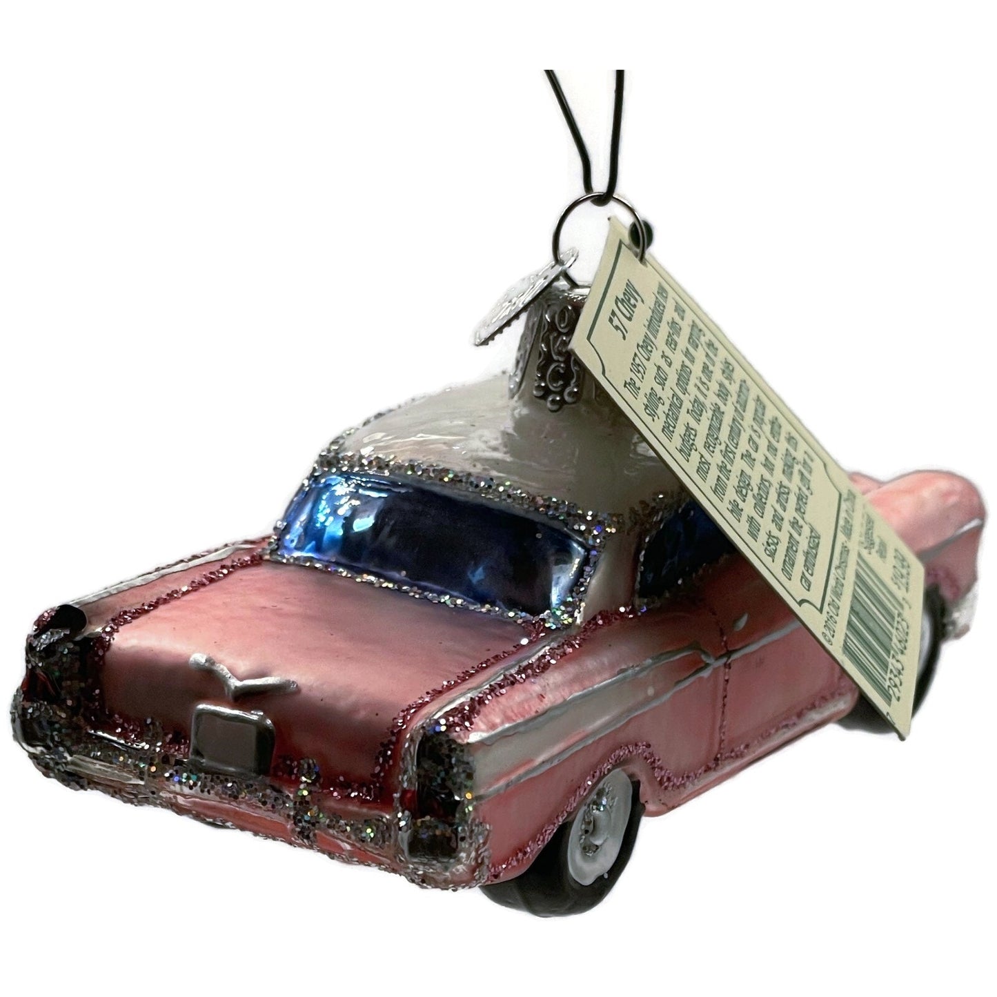 57 Chevy Ornament Classic Car Pink Glittered OWC Old World Christmas Tree Decor